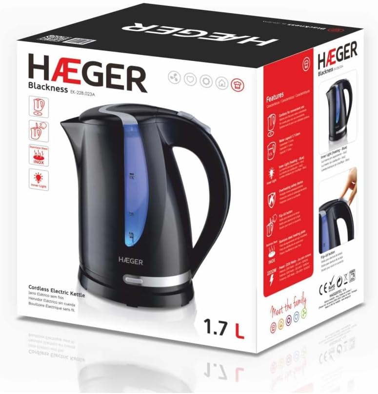 Hervidor Haeger EK22B023A, blackness 1.7 litros