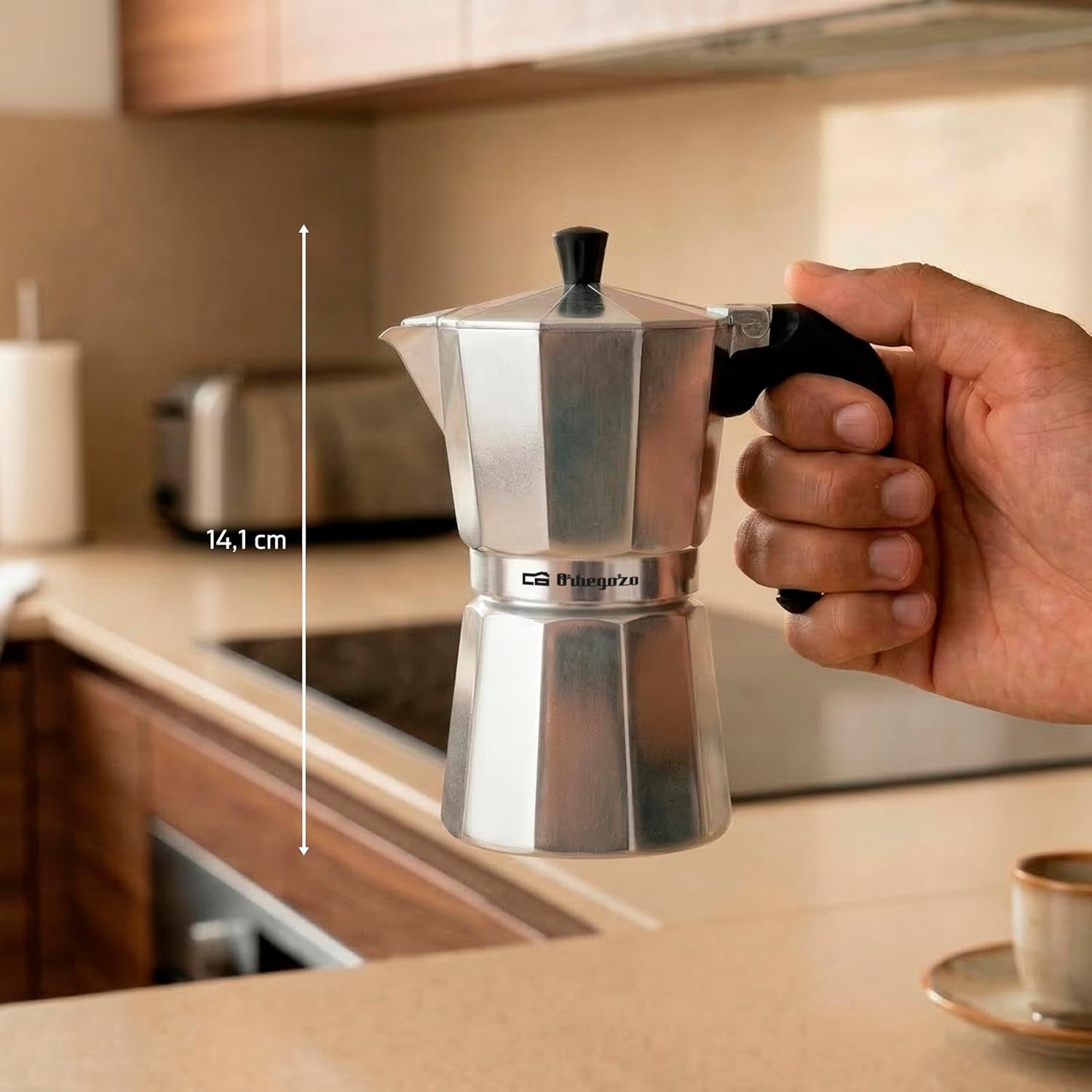 Cafetera Orbegozo KF200, 2 tz, aluminio