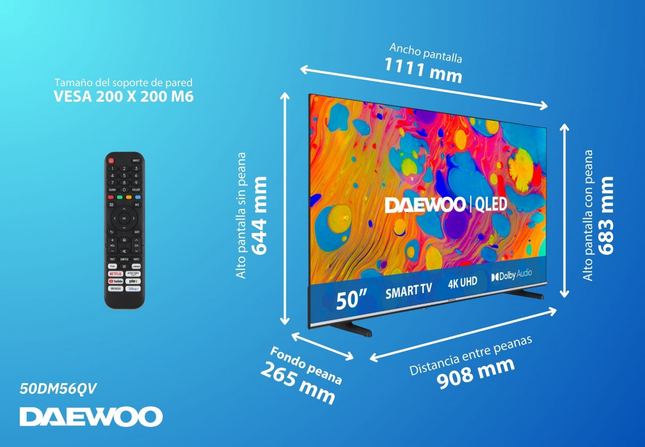 QLED DAEWOO 50P DM56QV 4K , SMART VIDA