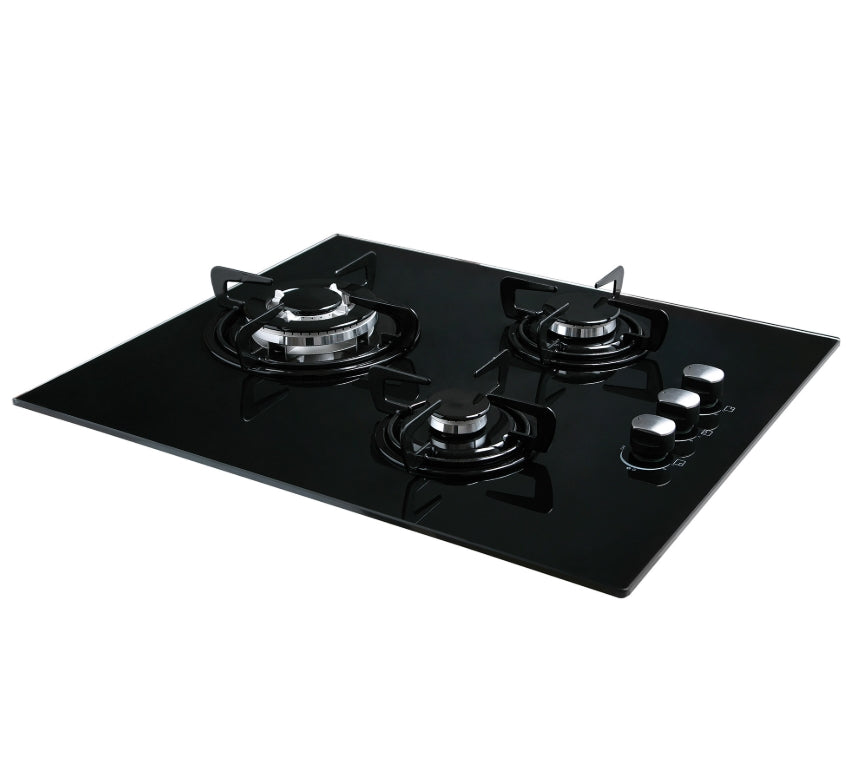 Encimera Cata CI6021BK, Cristal, 3 fuegos, Negra
