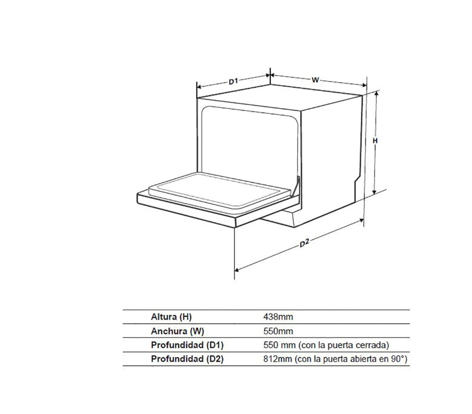 Lavavajillas Midea MTD55S101WES, 6 cub