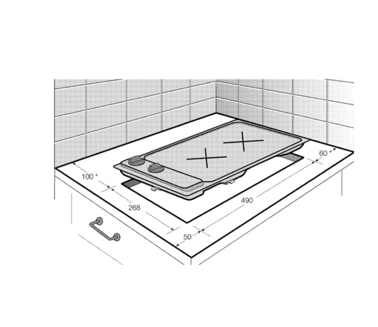 Encimera Beko HDCG32220FX, 2 fuegos, 30cm