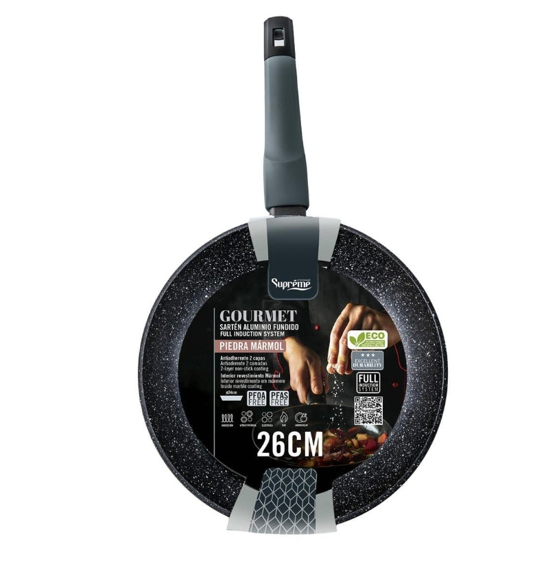 SARTÉN ALUMINIO FORJADO PIEDRA MÁRMOL GOURMET 26CM