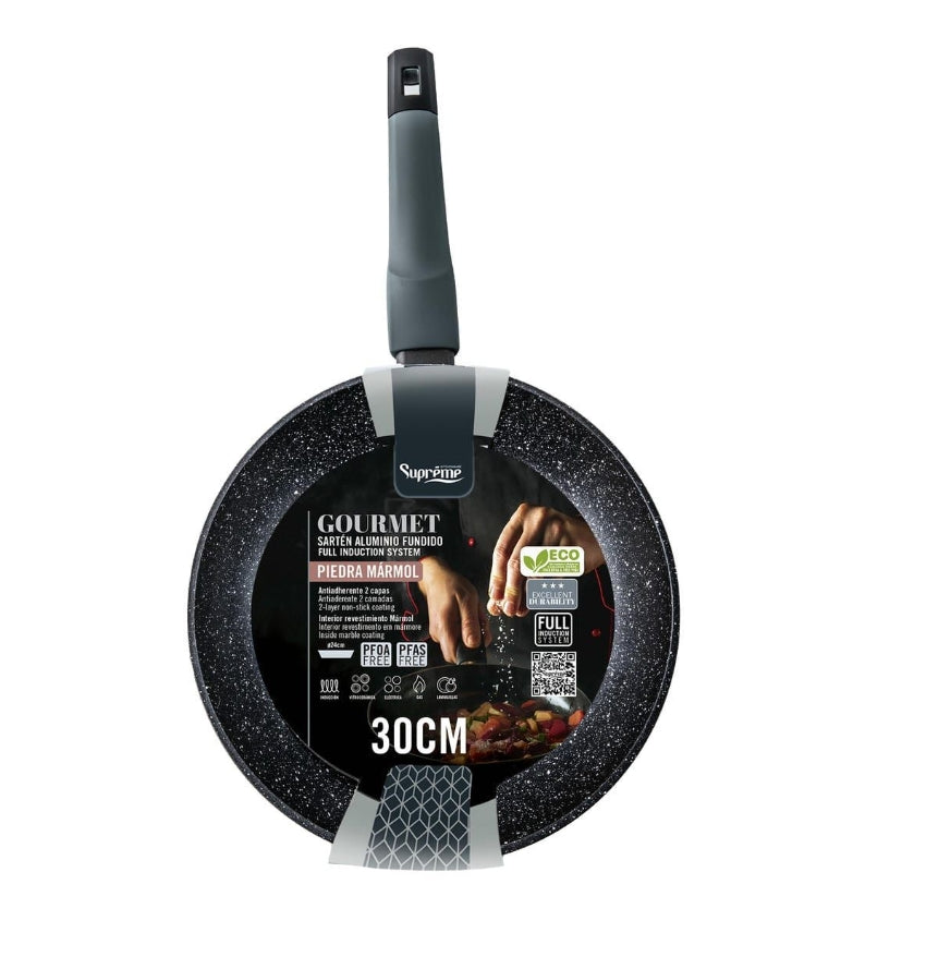 SARTÉN ALUMINIO FORJADO PIEDRA MÁRMOL GOURMET 30CM