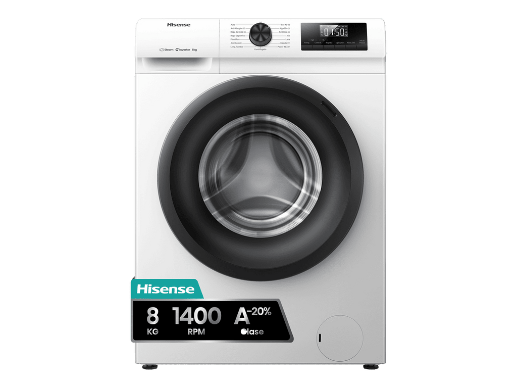 Lavadora Hisense WF1Q8041BW, 8kg, 1400rpm, A, Blanca