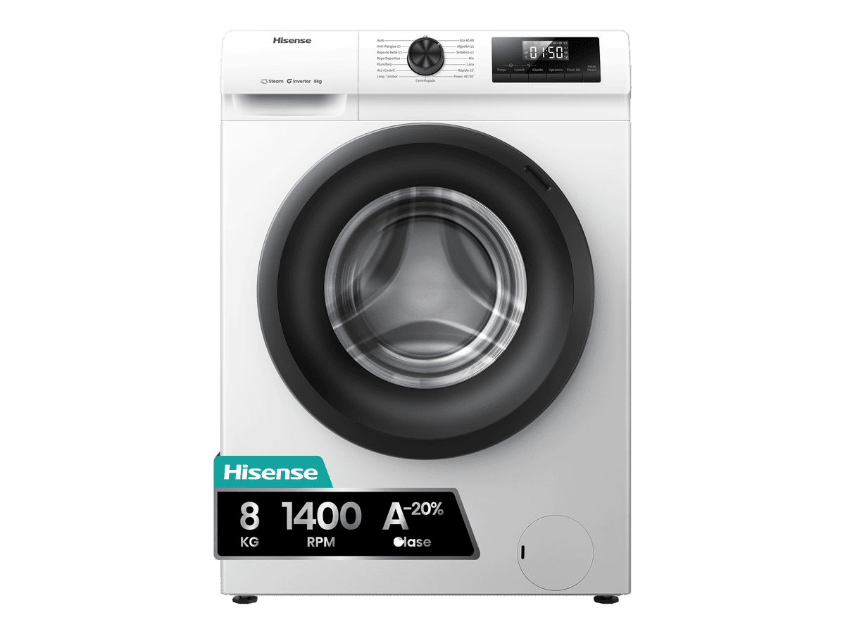 Lavadora Hisense WF1Q8041BW, 8kg, 1400rpm, A, Blanca