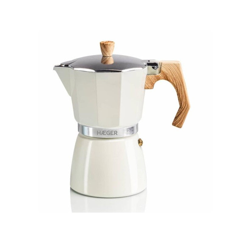 Cafetera italiana Haeger CP06A010A, moka pot 6, beige
