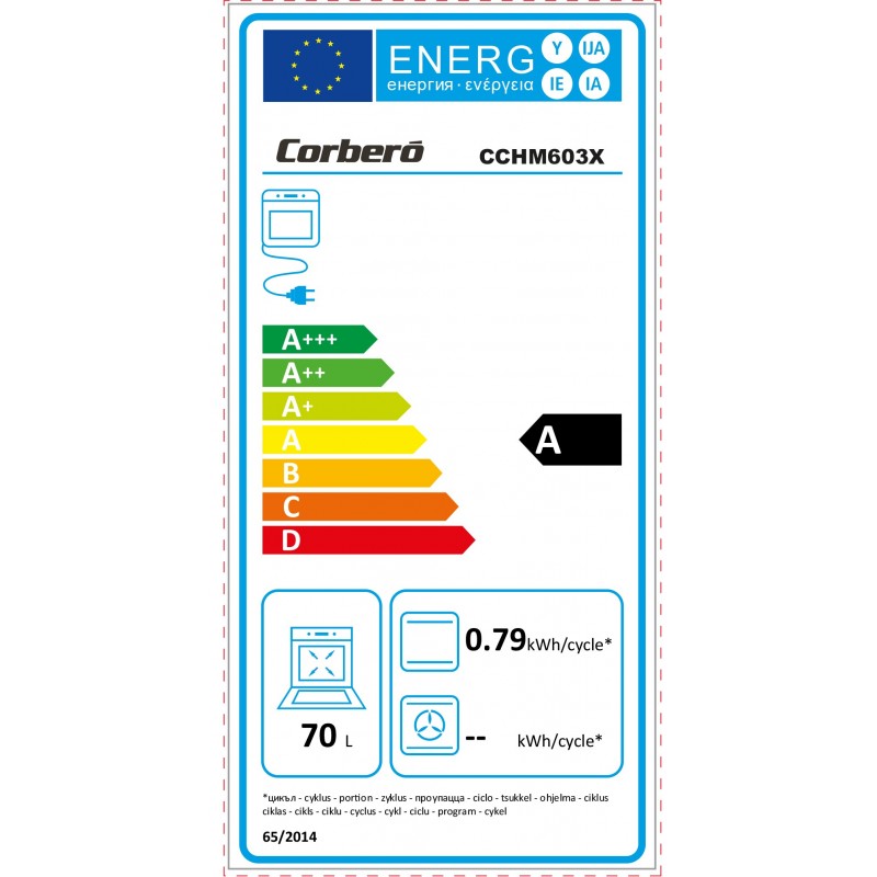 Horno Corbero CCHM603X, Convencional, 70L A